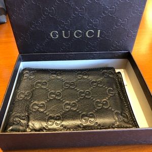 Men’s GG Black Leather Guccissima Monogram Wallet